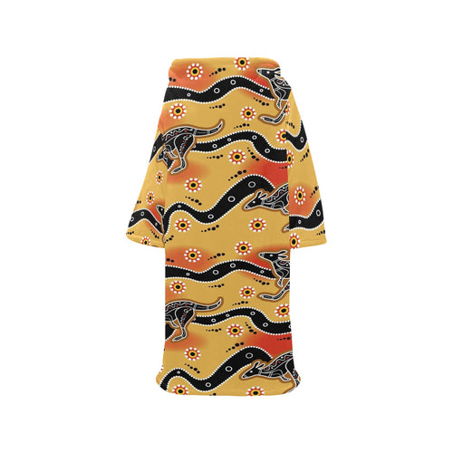 Kangaroo Australian aboriginal art pattern Blanket Robe with Sleeves