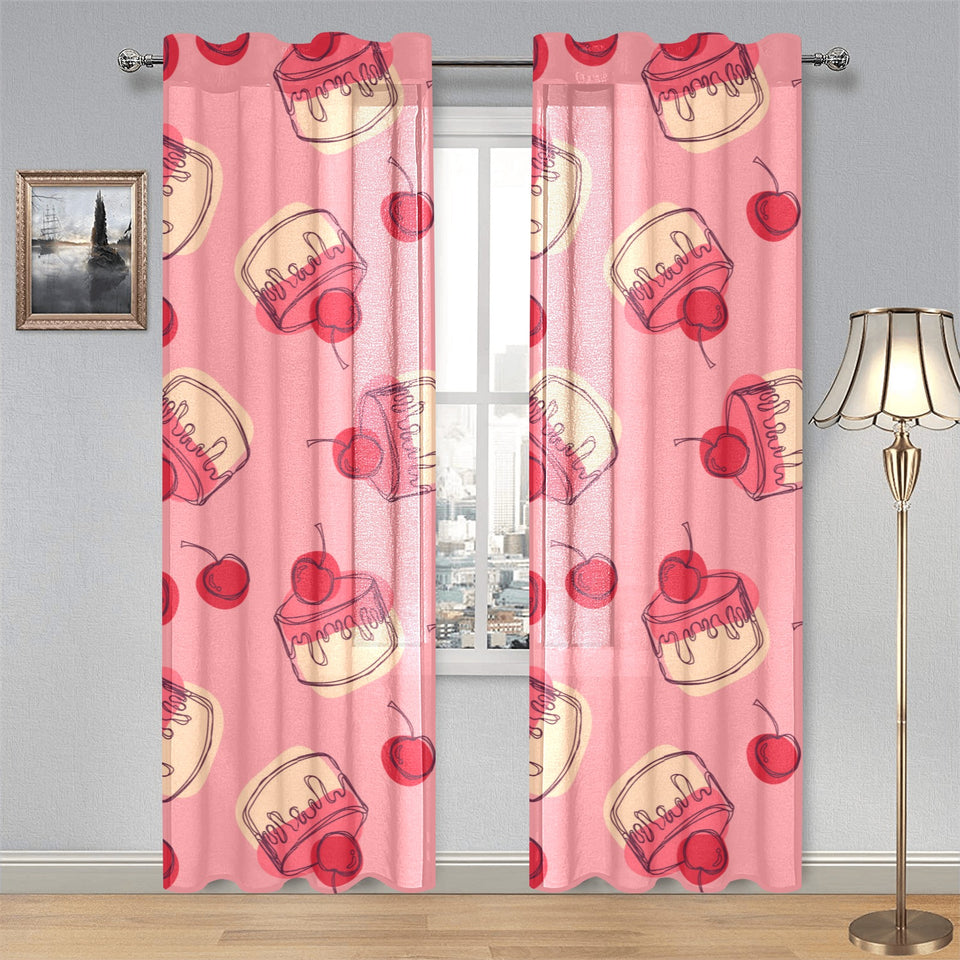 Cake cherry pattern Gauze Curtain