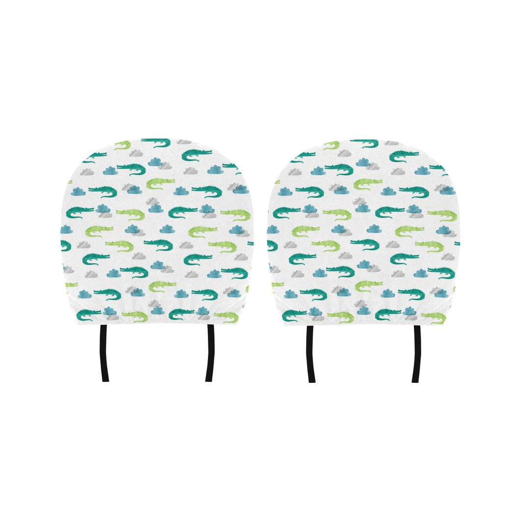 watercolor crocodile pattern Car Headrest Cover