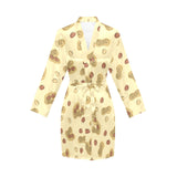peanuts design pattern Women's Long Sleeve Belted Night Robe