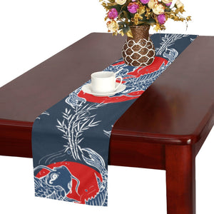Koi Fish Carp Fishs hand drawn japanese art Table Runner