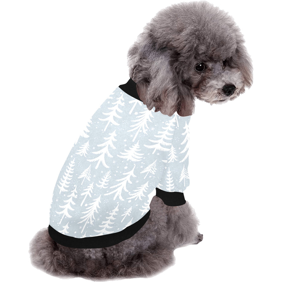 Christmas tree winter forest pattern All Over Print Pet Dog Round Neck Fuzzy Shirt