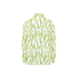 Green Peas Pattern Print Design 03 Women's Long Sleeve Polo Shirt