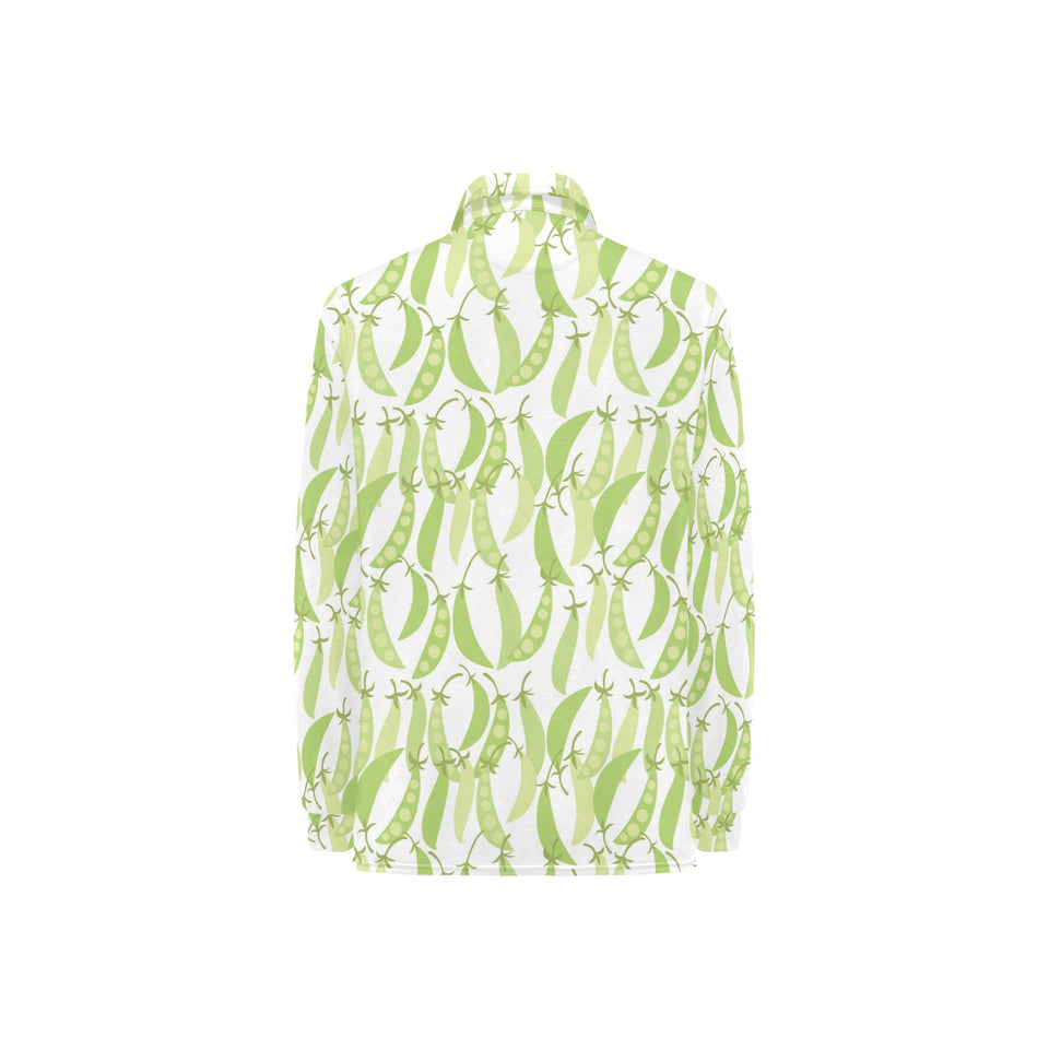 Green Peas Pattern Print Design 03 Women's Long Sleeve Polo Shirt
