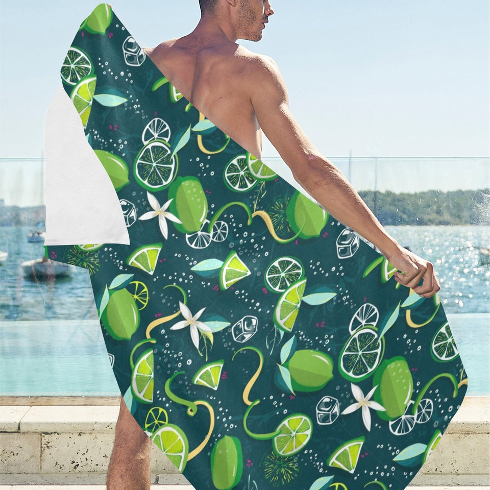 Lime ice flower pattern Beach Towel