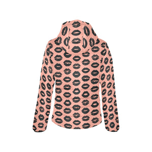 Lips Pattern Print Design 02 Women's Padded Hooded Jacket