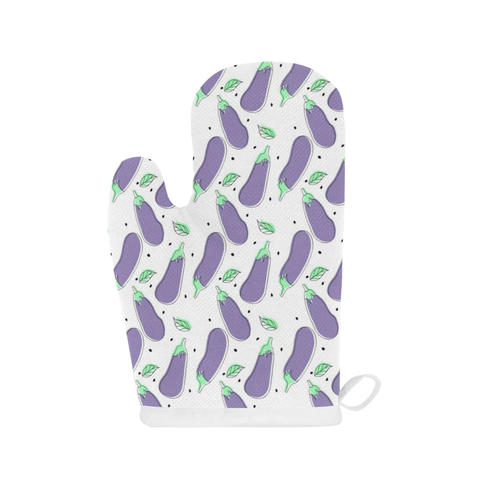Eggplant Pattern Print Design 05 Heat Resistant Oven Mitts