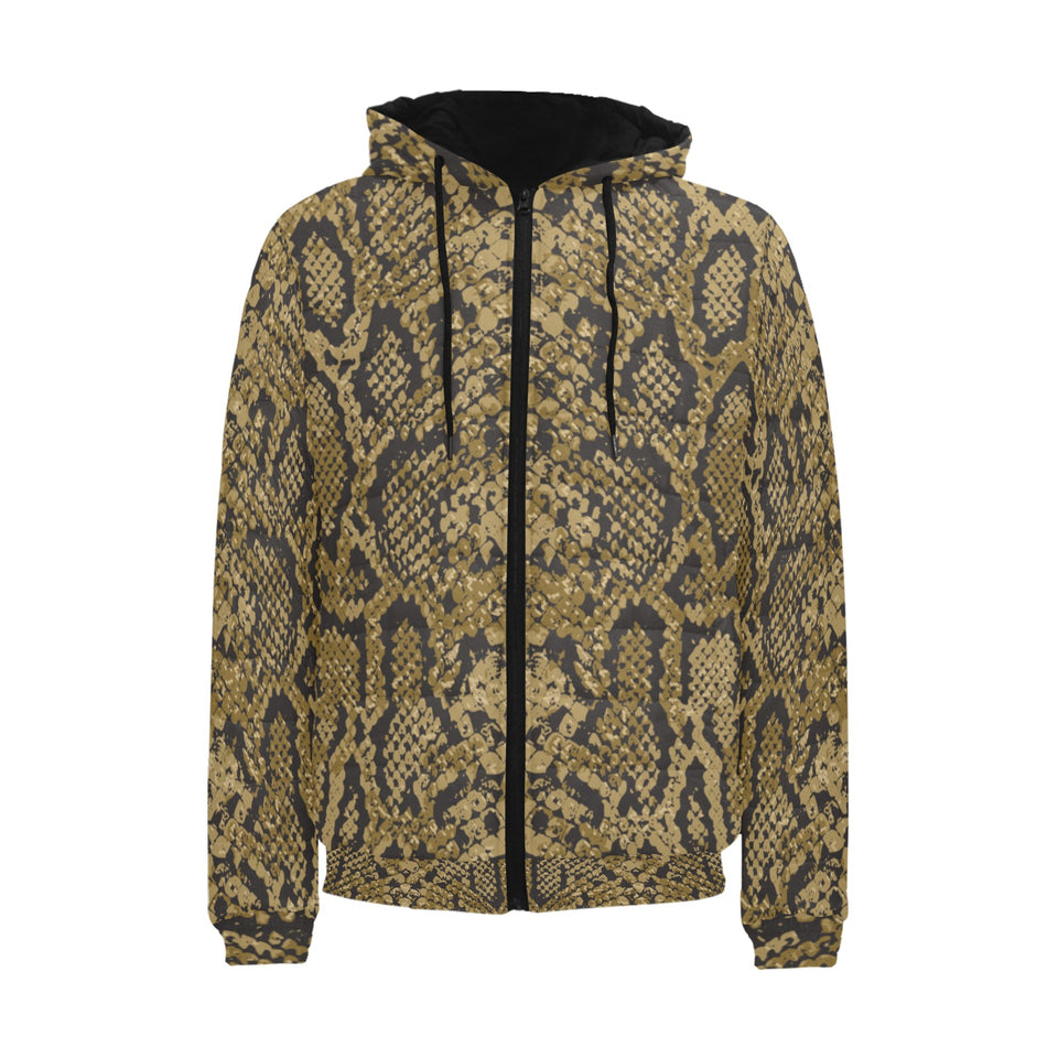 Snake skin pattern Men's Padded Hooded Jacket
