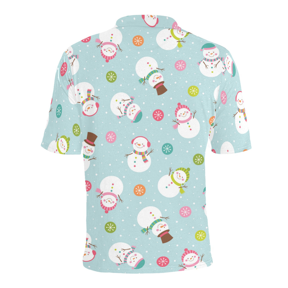 Cute snowman snowflake pattern Men's All Over Print Polo Shirt