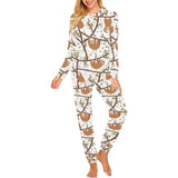 Sloths hanging on the tree pattern Women's All Over Print Pajama Set