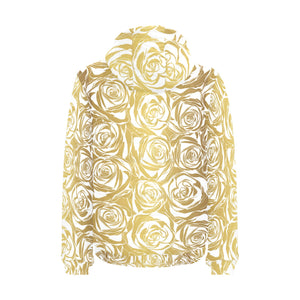 Rose Pattern Print Design 05 Men's Padded Hooded Jacket