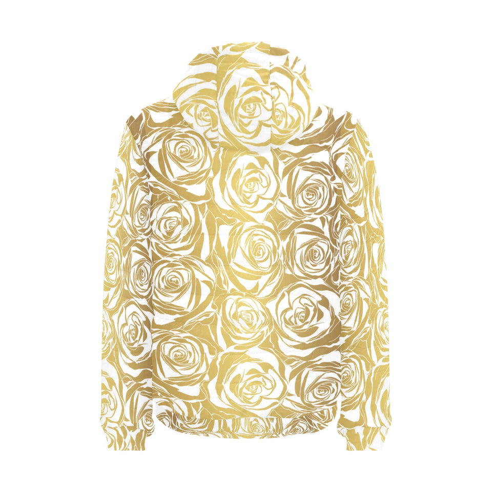 Rose Pattern Print Design 05 Men's Padded Hooded Jacket
