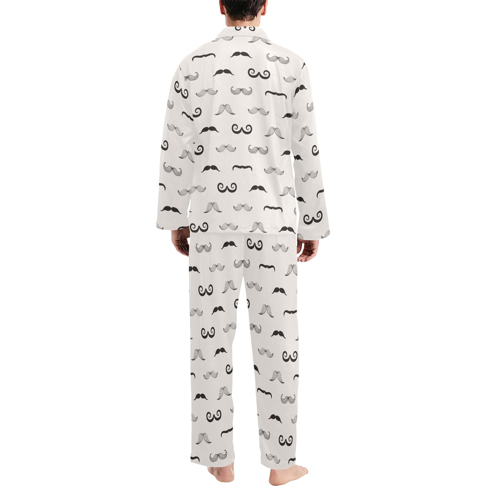Mustache Beard Pattern Print Design 05 Men's Long Pajama Set