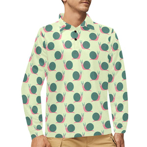 Snail Pattern Print Design 04 Men's Long Sleeve Polo Shirt