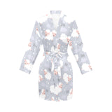Sweet dreams sheep pattern Women's Long Sleeve Belted Night Robe