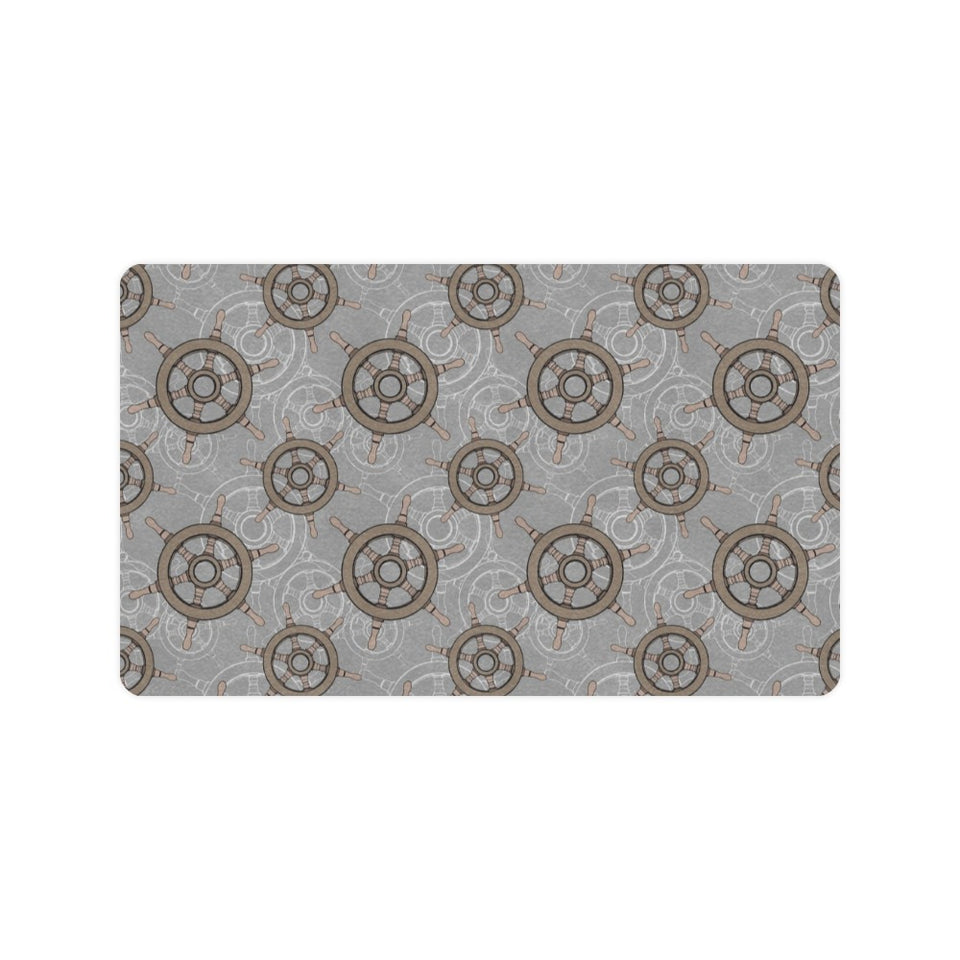nautical wood steering wheel pattern Doormat
