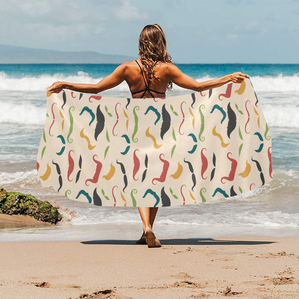 Mustache Beard Pattern Print Design 03 Beach Towel