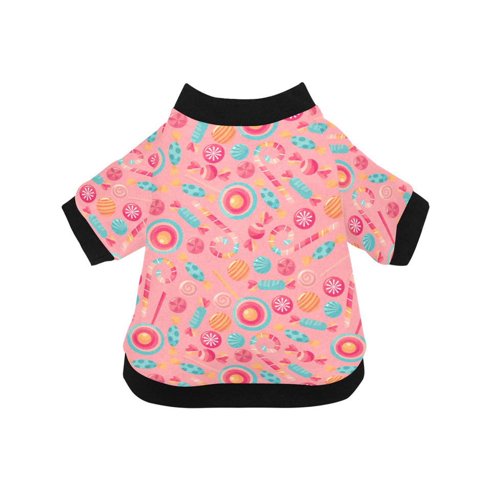 Colorful candy pattern All Over Print Pet Dog Round Neck Fuzzy Shirt