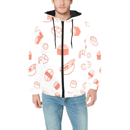 Sushi pattern Men's Padded Hooded Jacket