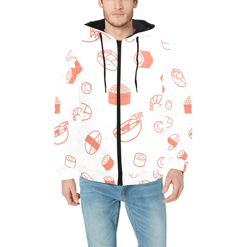 Sushi pattern Men's Padded Hooded Jacket