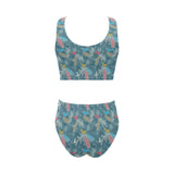 Squirrel Pattern Print Design 01 Chest Bowknot High Waisted Bikini Swimsuit