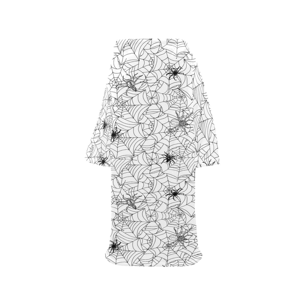 Spider web cobweb pattern Blanket Robe with Sleeves