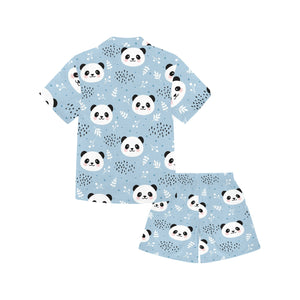 Cute panda pattern Kids' Boys' Girls' V-Neck Short Pajama Set