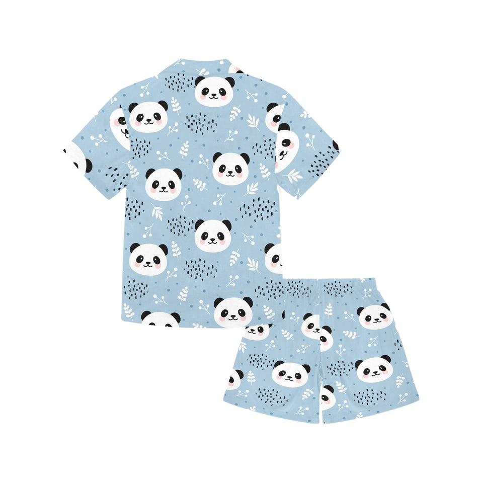 Cute panda pattern Kids' Boys' Girls' V-Neck Short Pajama Set