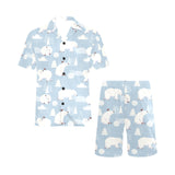 Cute polar bears Christmas decoration pattern Men's V-Neck Short Pajama Set
