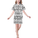 Piano Pattern Print Design 03 Kids' Boys' Girls' V-Neck Short Pajama Set