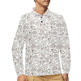 cacao beans leaves pattern Men's Long Sleeve Polo Shirt