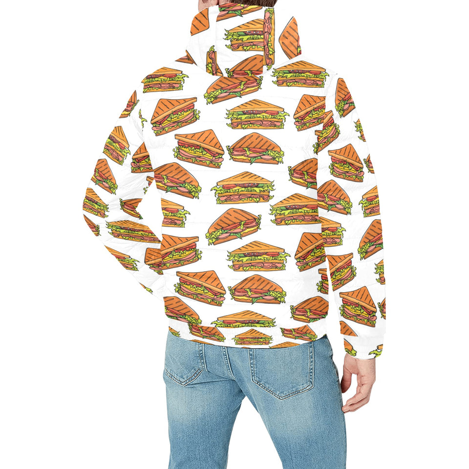 Sandwich Pattern Print Design 02 Men's Padded Hooded Jacket