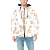 shiba inu dog pattern Men's Padded Hooded Jacket