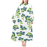blueberry white background Blanket Robe with Sleeves