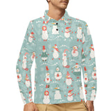 Cute snowman pattern Men's Long Sleeve Polo Shirt