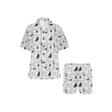 Crows floral wreath rabbit pattern Women's V-Neck Short Pajama Set