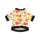 Maple leaf oak leaf acorns beige striped backgroun All Over Print Pet Dog Round Neck Fuzzy Shirt