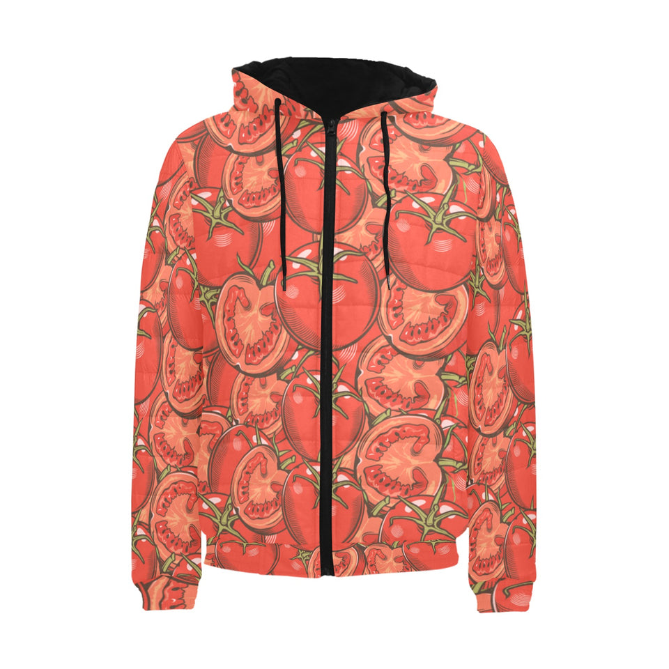Red Tomato Pattern Men's Padded Hooded Jacket