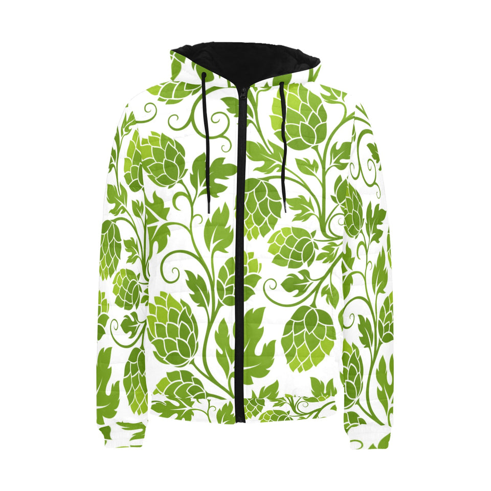 Hop design pattern Men's Padded Hooded Jacket