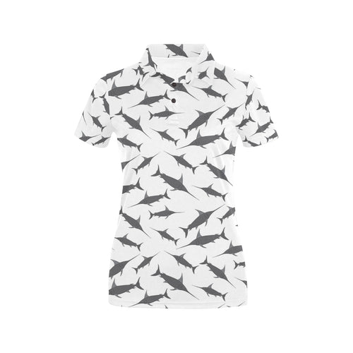 Swordfish Pattern Print Design 04 Women's All Over Print Polo Shirt