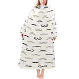 Mustache Beard Pattern Print Design 05 Blanket Robe with Sleeves