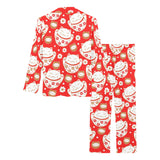 Cute Maneki neko cat red background Women's Long Pajama Set