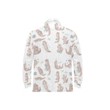Cute sea otters pattern Men's Long Sleeve Polo Shirt