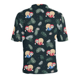 Cute sloths sleeping christmas ball santa hat patt Men's All Over Print Polo Shirt