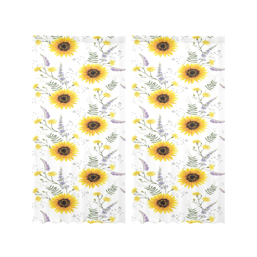 beautiful sunflowers pattern Gauze Curtain