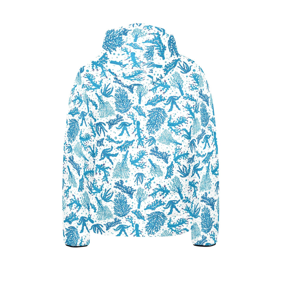 Coral Reef Pattern Print Design 01 Kids' Boys' Girls' Padded Hooded Jacket