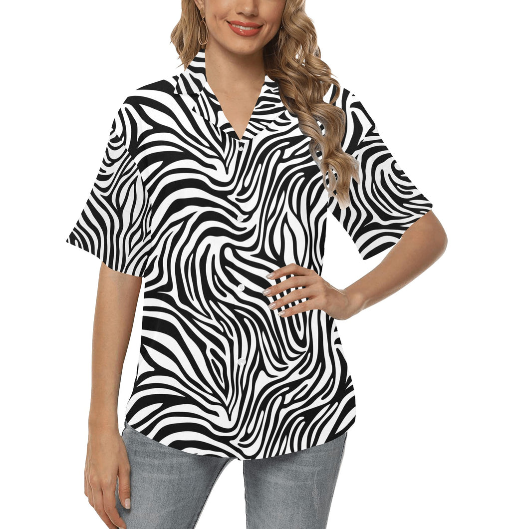Zebra skin pattern Women's All Over Print Hawaiian Shirt