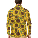 Sunflower pattern Men's Long Sleeve Polo Shirt