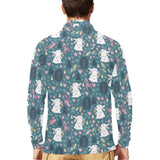 Cute rabbit pattern Men's Long Sleeve Polo Shirt
