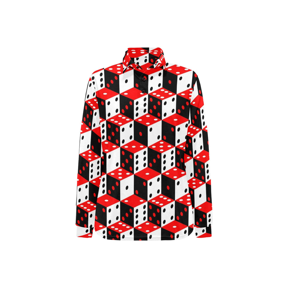 Dice Pattern Print Design 02 Women's Long Sleeve Polo Shirt